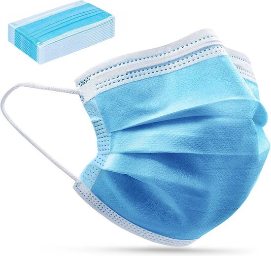 ProMedix PR-280 Medische, gecertificeerd mondkapjes CE EN 14683:2019 - set 10 stuks - blauw - BFE> 98%