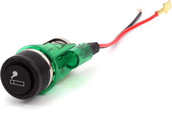 Sigaretten aansteker doos met plug en groen licht, 12V