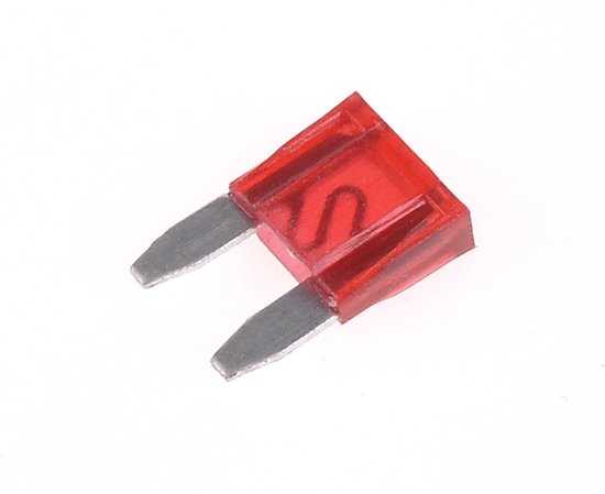 50x Steekzekering - Mini - 10A zekering - Rood - 11x16mm - Geschikt voor o.a. auto / camper / boot / truck