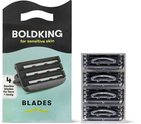Boldking Scheermesjes Sensitive - Scheermes Man & Vrouw - Scheerset Gevoelige Huid - Heren & Dames - 4 Razor Blades Mannen