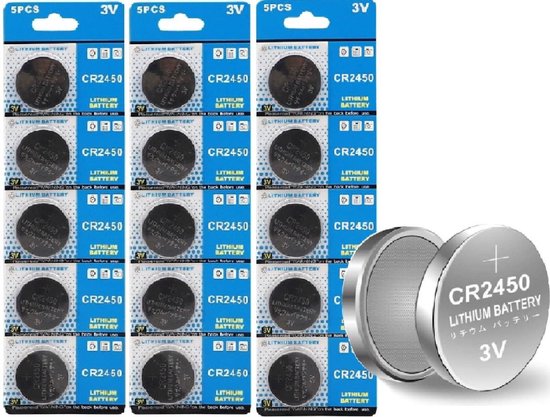Maxenza CR2450 Lithium Batterijen - 15 Stuks - Knoopcel Batterijen - 3 Volt