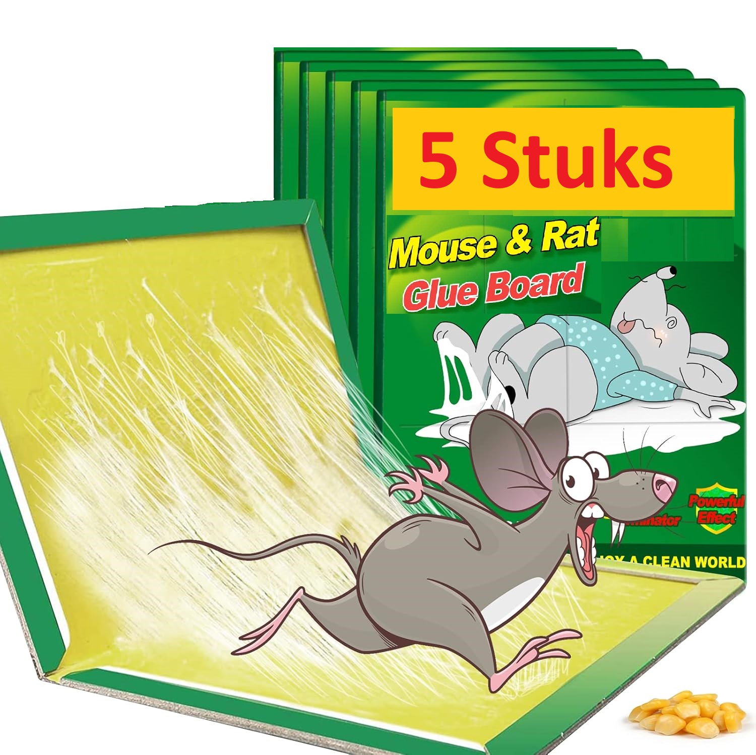 5 stuks Lijmplanken  voor muizen - Lijmplaat Muizenval - Maxenza - Muizenvallen voor binnen - Lijmvallen - 100% pakkans