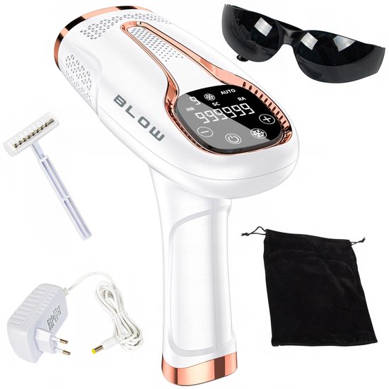 IPL Blow lichtontharingsapparaat, Ice Cool-functie, 9 vermogensniveaus, ingebouwd UV-filter, automatische flitsmodus, langdurige effectiviteit, 44-480#