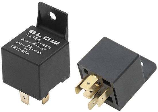 BLOW Auto Relais - 12V - 40A - 5-pins - Met bevestigingsbeugel