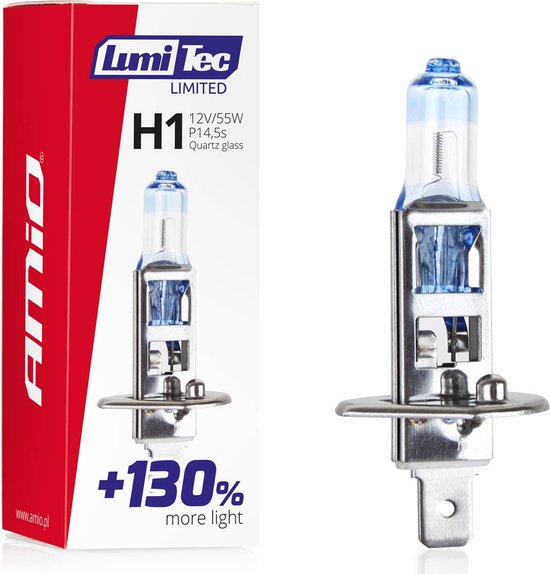 AMiO LumiTec Silver Halogeen Dimlicht +130% H1 12V 55W (1 stuk)