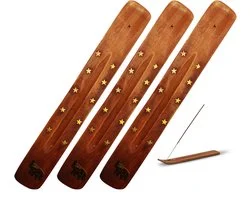 3x Maxenza Houten Wierrookhouders - Wierrookplankjes Handgemaakt Set