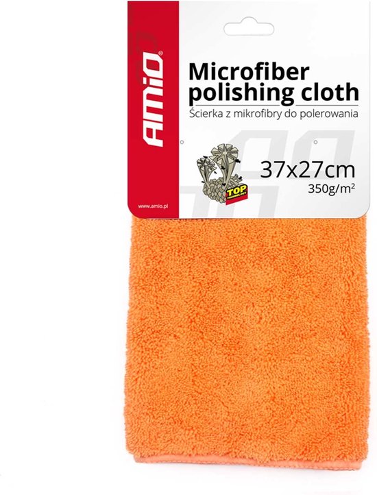 AMiO Ultra Zachte Microvezel Poetsdoek 37x27cm - 350g/m² Voor een Glanzende Afwerking - Oranje