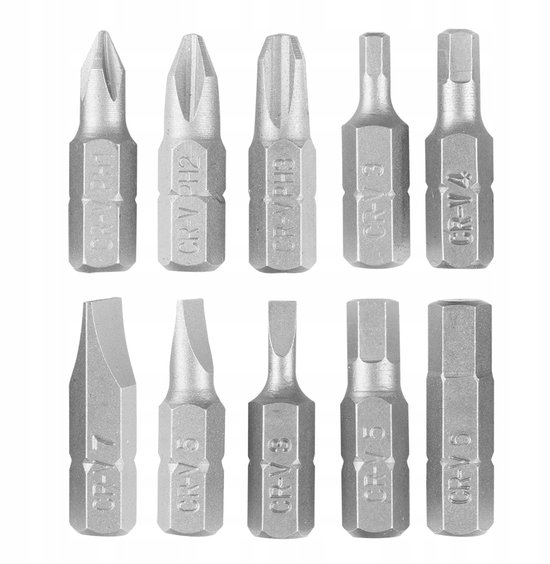 GRAPHITE Bitset 10-delig 25 mm SL/PH/H - 1/4" zeskant