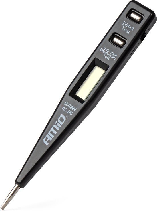 AMiO Voertuig Voltage Circuit Tester Spanningsmeter Spanningszoeker 12-250V Detector Zwart