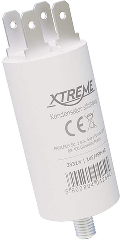 XTREME Motorcondensator 1µF 450V AC - Met Faston Aansluitingen - Start/Bedrijf
