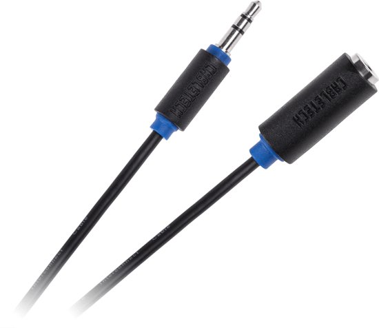 Cabletech Aux Kabel - Audio Kabel - Jack Verlengkabel - 3.5mm Jack (m) naar 3.5mm Jack (v) - 5 meter - Zwart