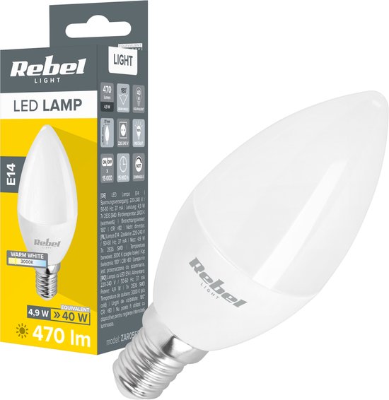 Rebel - LED Lamp - 5W - 3000K - E14 Fitting