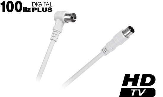 Coax antenne aansluitkabel 5 meter wit 100Hz HDTV incl. Ferriet filters Geschikt voor TV-VIDEO-SATELIET-RADIO