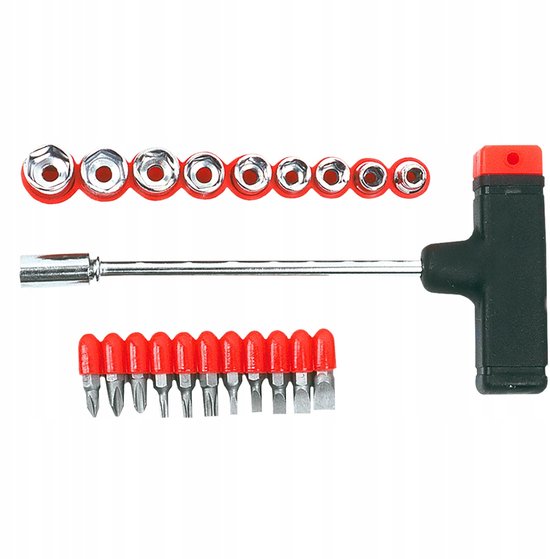 TOP TOOLS Schroefbit- en Dopset met Handgreep, 21 Delig