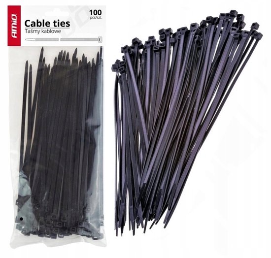 100x Kabelbinders UV Zwart 3,6x150mm - Sterk en flexibel