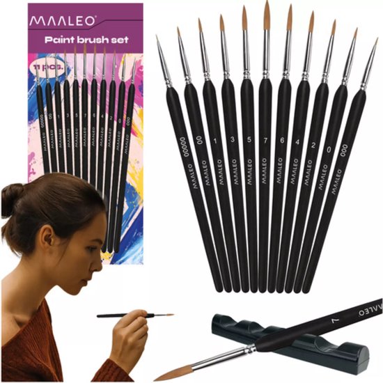Maaleo Penseelset 11-delig – Perfect voor Fijn Schilderwerk