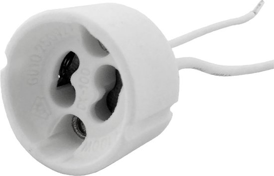 Ceramic fixture  GU10 fitting - connector + 15 cm snoer - Set van 50 stuks
