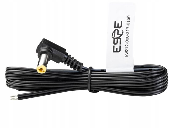 DC-voedingskabel 3m, haakse stekker 2,1/5,5mm, Vertinde Endes AWG20