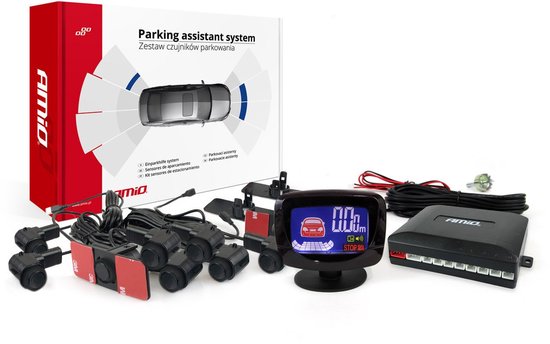 AMiO Parkeerhulpsysteem LEDGRAF 8 sensor zwart binnenmontage 16,5mm