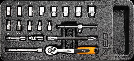 NEO doppenset 1/4' 4 t/m 14mm