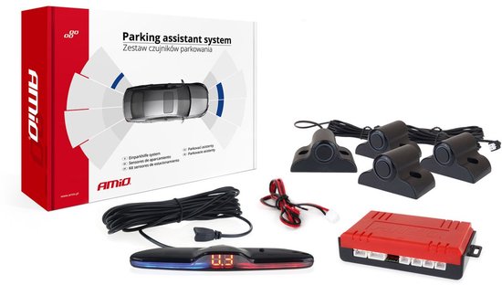 AMiO Parkeerhulpsysteem MAX LED 4 sensor zwart 19mm TRUCK