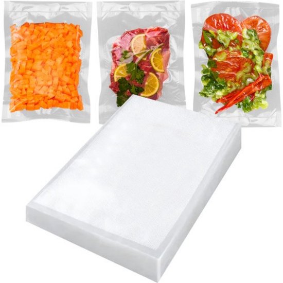 Vacuümzakken 20 × 30 cm – Set van 50 – Gekartelde Folie – Dubbelzijdig – Voedselveilig – Diep Reliëfpatroon