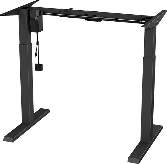 Ergo Office - Zit-sta bureau - Elektrisch in hoogte verstelbaar bureau max hoogte 123cm - max 70 kg | Zonder tafelblad - Zwart