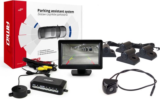 AMiO Parkeerhulpsysteem TFT01 43 met HD-310 4 sensoren zwart Truck