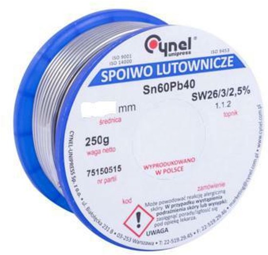 Cynel Unipress - LC60 Serie - Soldeertin - 3.0mm - 250g - Sn60Pb40