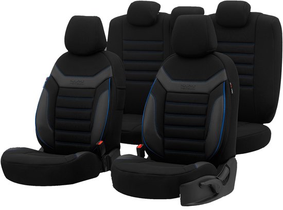 Stoelhoezenset Individual zwart-blauw (complete set)