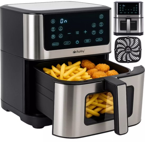 Ruhhy Airfryer XXL 8L – Olievrije Friteuse met 10 Programma's