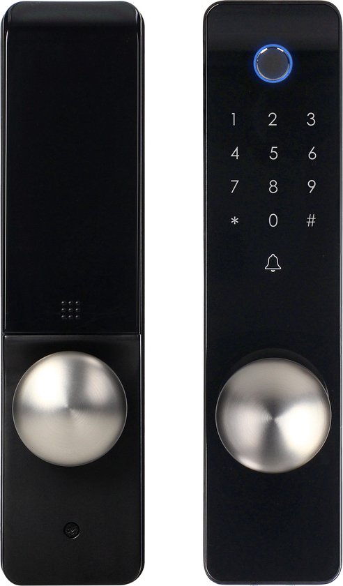 ORNO -Slim deurslot met vingerafdruklezer en codeslot, IP44, lang ,Bluetooth / Code / Vingerafdruklezer