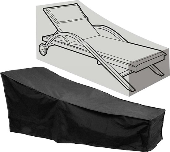 Weersbestendige Beschermhoes Ligbed Tuinstoel Ligstoel - 200L x 70H x 40H x 70B cm - Premium -Waterproof - Hoes voor Tuin - Waterdicht - Zwart