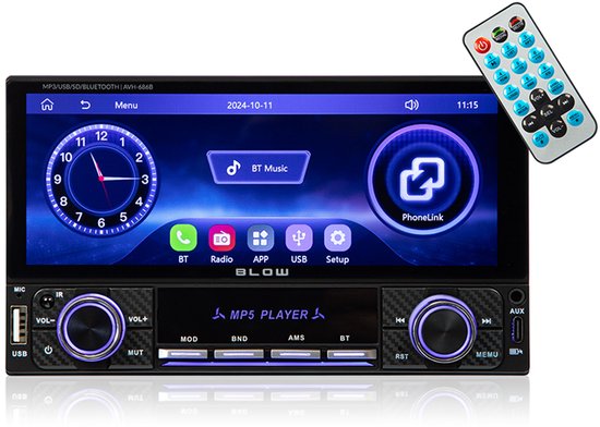 BLOW AVH686B Carplay Scherm – Apple Carplay – Android Auto – GPS – CarPlay – USB C - 2DIN - Bluetooth – Incl. Installatiekit - Afstandbediening