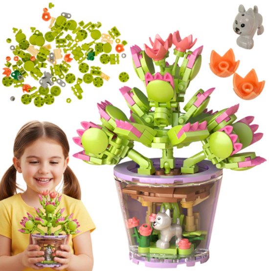 Ruhhy Creatieve bloemen bouwblokken 172 stuks – educatieve en kleurrijke 3D bouwset voor kinderen