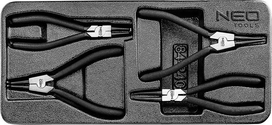 NEO borgveertangenset 4 delig, inleglade, voor borgveren 19-60mm