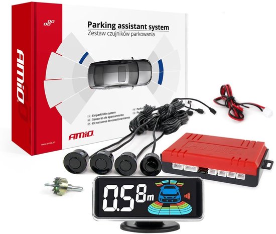AMiO Parkeerhulpsysteem LED-GRAF 3D 4 sensor zwart