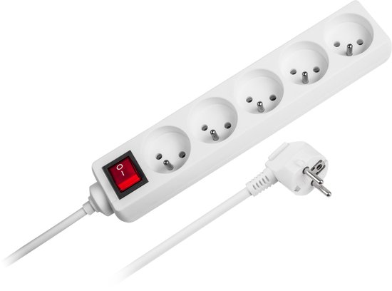 Rebel Serie - Verlengsnoer - 5m - 5 Stopcontacten - Schakelaar
