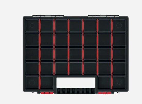 Kistenberg Sorteerbox/vakjes koffer - spijkers/schroeven/kleine spullen - 30 vaks - kunststof - zwart - 40 x 30 x 5 cm