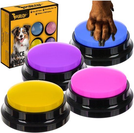 Druk knop voor Honden | 4 stuks | Helder geluid | Dogbuttons | Honden training | Honden Communicatie