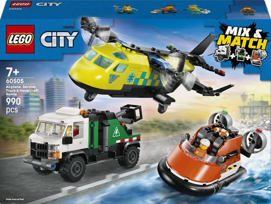 LEGO - City Great Vehicles - Vliegtuig, Servicewagen en Hovercraft Remix