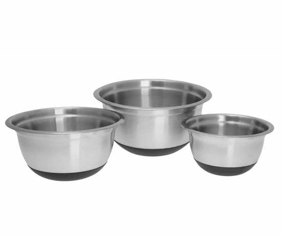 Klausberg KB7388 RVS Mengkom Set - 3-deligs (1.6L, 3L & 5L) - Antislip Silicone Basis - Stapelbaar - Moderne Satijn Afwerking