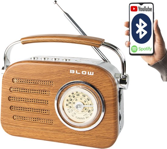 Blow - Radio - Draagbare analoge AM/FM Bluetooth-radio RA3 batterij en netvoeding