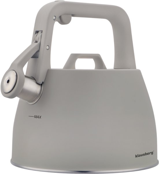 Klausberg 7916 - Fluitketel met fluit - 2.5 liter - RVS - Grijs