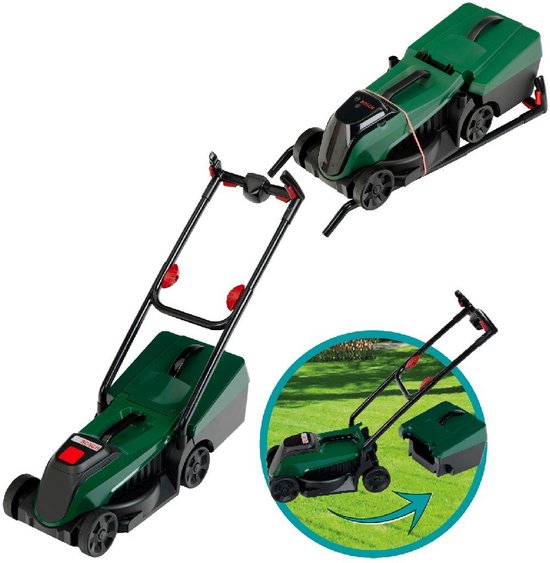 Klein Toys Bosch tuin grasmaaier deluxe - incl. bijpassend geluid en verwijderbare gras opvangbak - groen