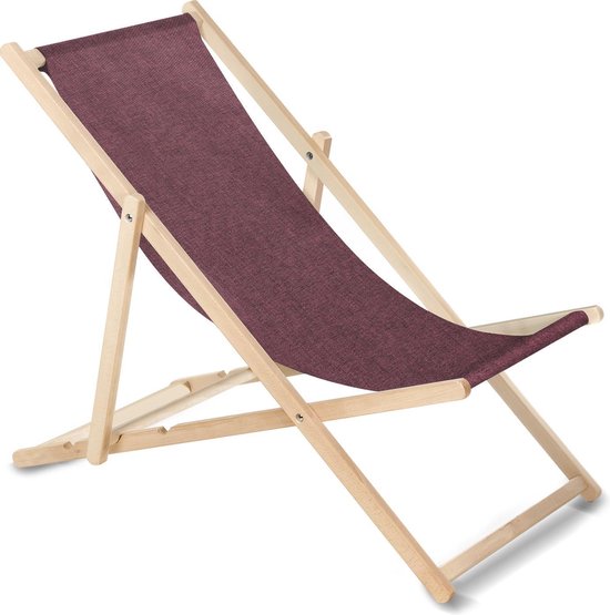 GreenBlue GB183 strandstoel - Houten ligstoel Beukenhout Drie verstelbare rugleuningposities Paars
