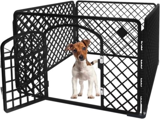 Hondenren - Puppyren - Box voor hond/puppy - Bench - Kooi - Ren - Wit - Transporteerbaar - Met poortje - 90X90X60CM + 3 gratis tennisballen voor honden