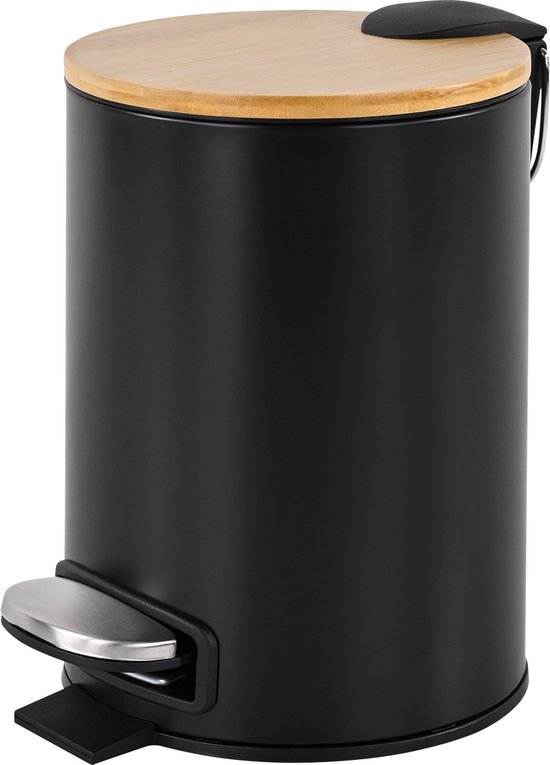 Teesa - Badkamer Prullenbak - 3L - RVS - Zwart