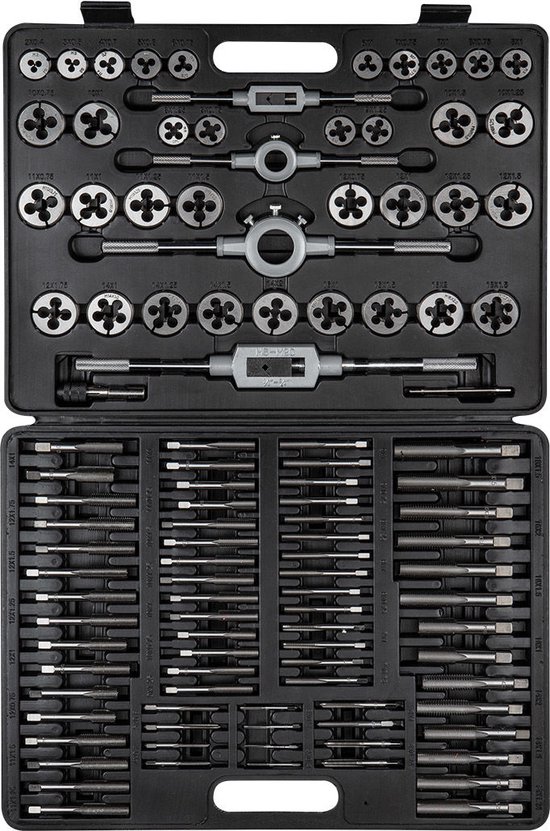 NEO TOOLS Tapset - Draadsnijset - Tap en Snijset - Matrijzen en Tappen 110st. (11-915)