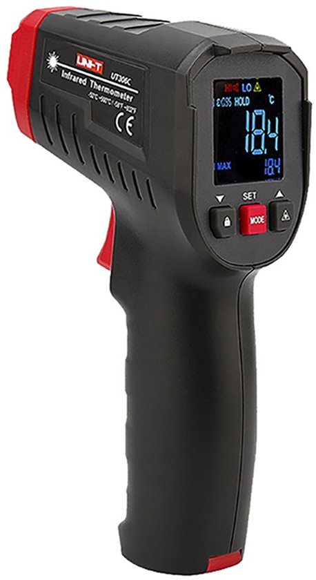 Infrarood Thermometer Digitaal UNI-T UT306C – Contactloos –50 tot +500°C – Ringlaser – Professioneel Meetinstrument
